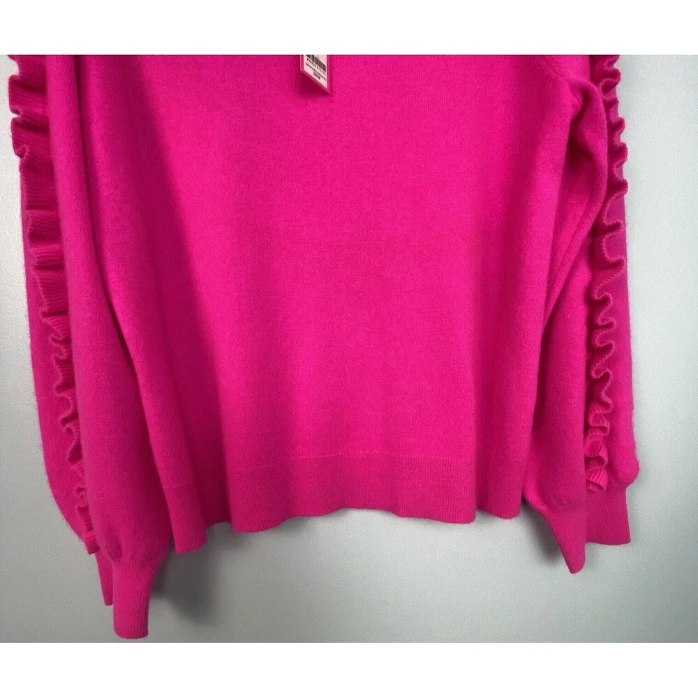 Lilly PULITZER Vibrant Cashmere Pink Ruffle Georgetta Sweater - Picture 2 of 13